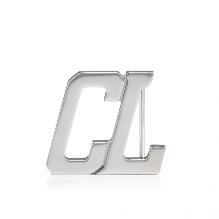 Christian Louboutin Happy Rui CL Logo Belt Buckle Silver - Mens Belt