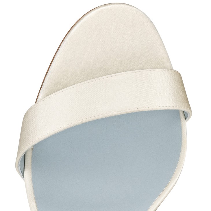 Loubigirl - 85mm Strappy sandals - Crepe satin - Off white