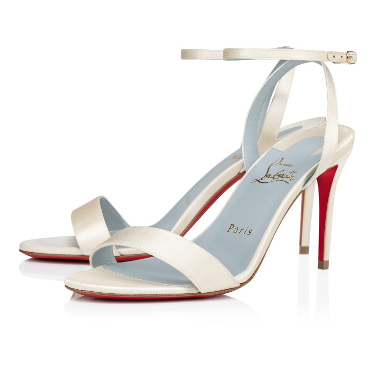 Loubigirl - 85mm Strappy sandals - Crepe satin - Off white - Women