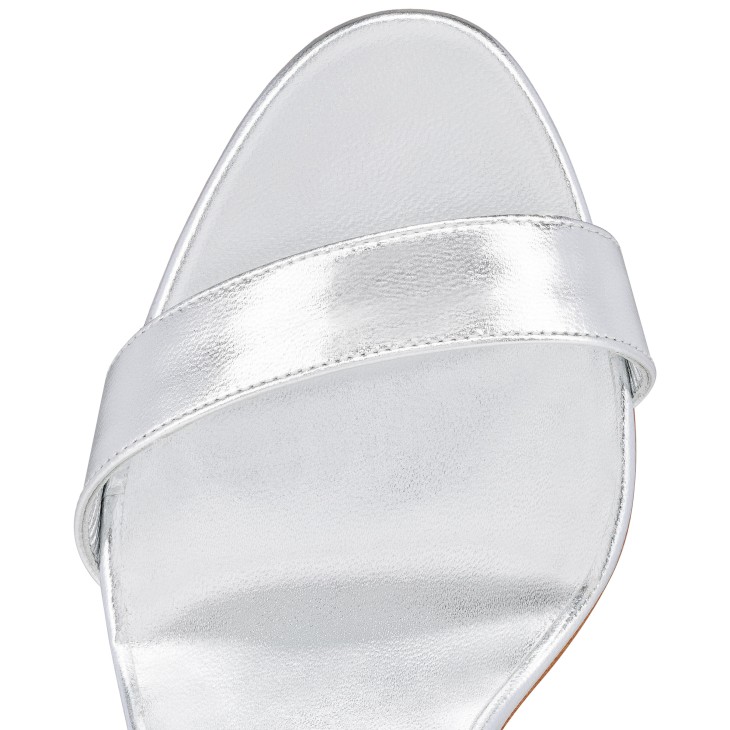 Loubigirl - 85mm Strappy sandals - Iridescent leather - Silver