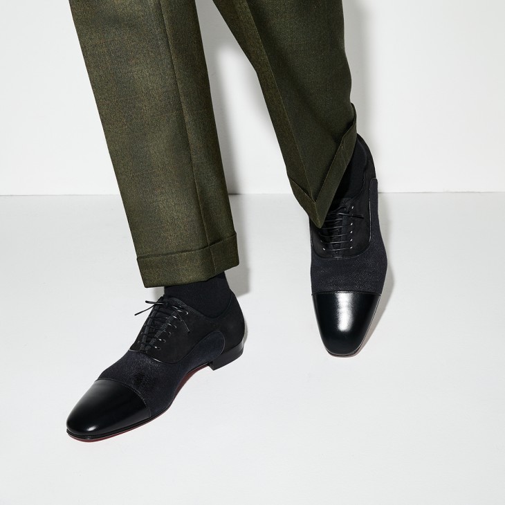 Greggo Oxfords Wool veau velours and nappa leather Black
