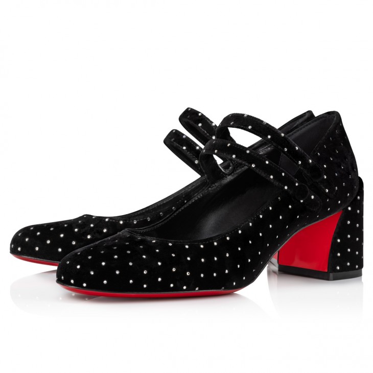 Christian Louboutin Spikes Heels Suede Black Red Blue Size 38