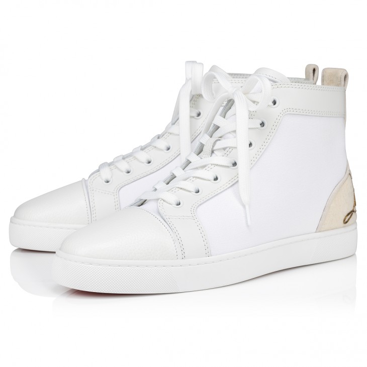 Fun Louis - High-top sneakers - Calf leather and Olona canva - White ...