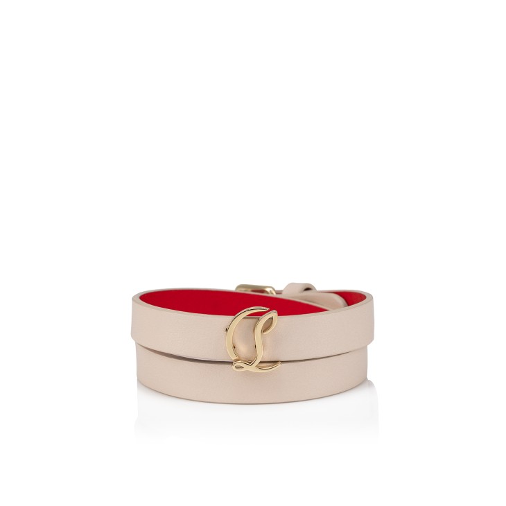 CL Logo - Double bracelet - Calf leather - Leche - Christian