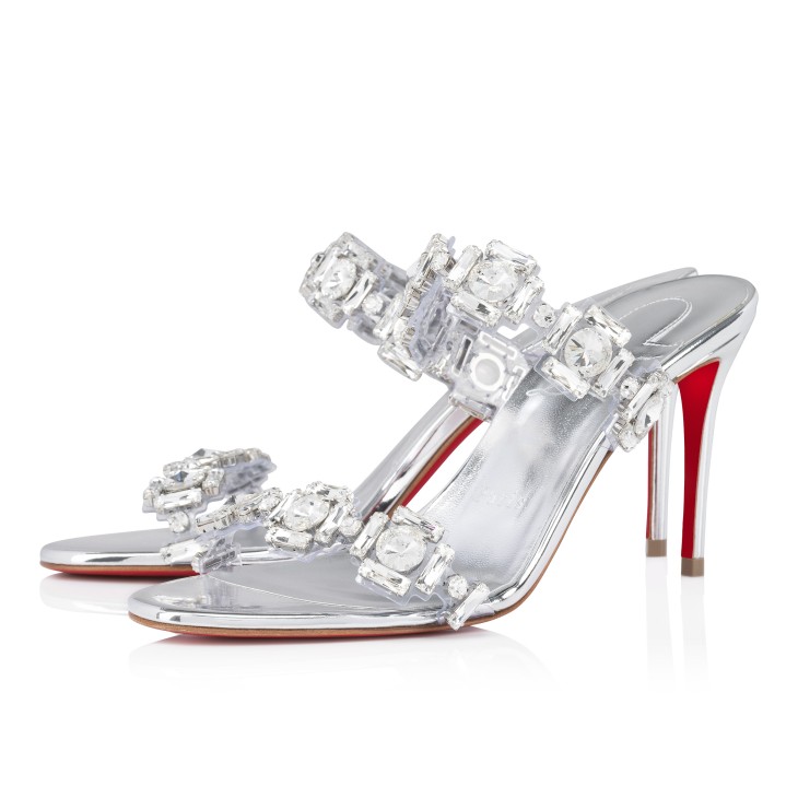 Christian Louboutin ルブタン ミュール ビジュ Just Jewel - 85 mm Sandals - TPU and laminated calf leather