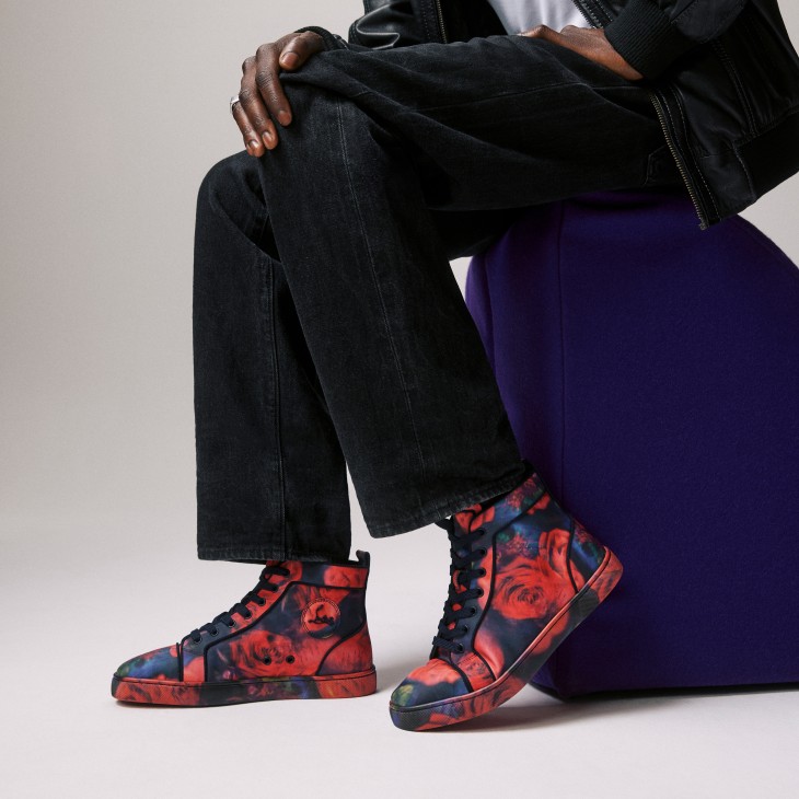 Louis Sneakers Roses printed calf leather Multicolor Men Christian Louboutin United States