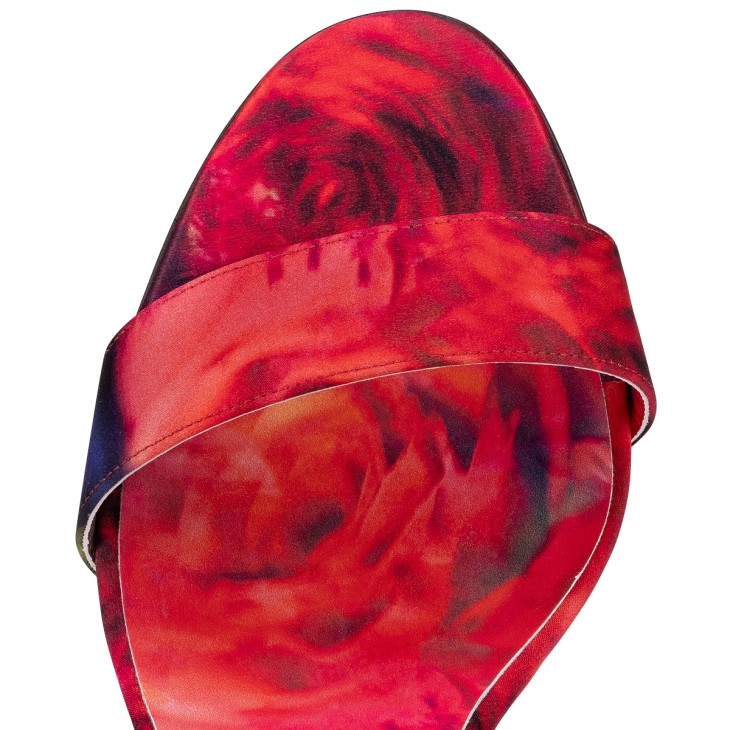 Sandale Du Desert - 100 mm Strappy Sandals - Roses printed crepe satin -  Multicolor - Women - Christian Louboutin United States