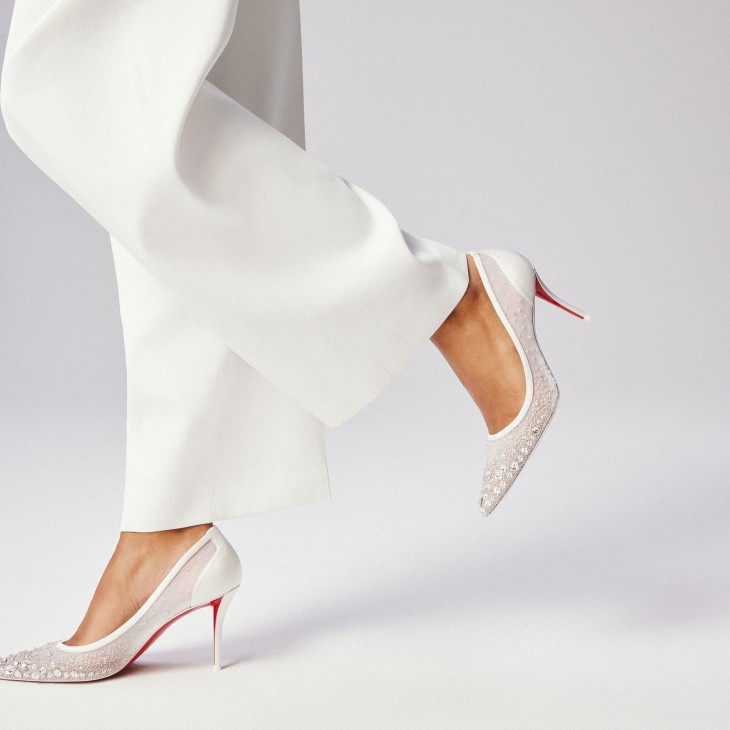 Christian Louboutin レース　刺繍　パンプス　36 Miss Z Sparkling - 80 mm Pumps - Mesh and strass - Version Ivory