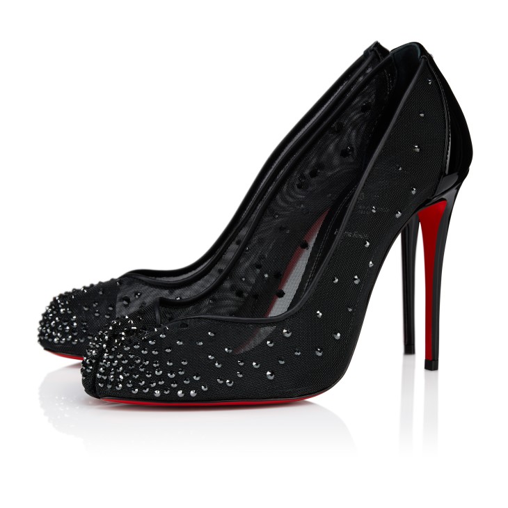 Bridiela Una Strass - 100 mm Pumps - Strass mesh and patent