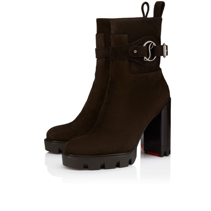 Dianouchette Lug - 100 mm Low boots - Reversed calf leather - Cafe