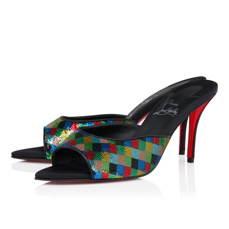 EU36.5Christian Louboutin ミュール 現行品 421A Miss Z Mule Arlequin - 80 mm Mules - Micro-sequins embroidered