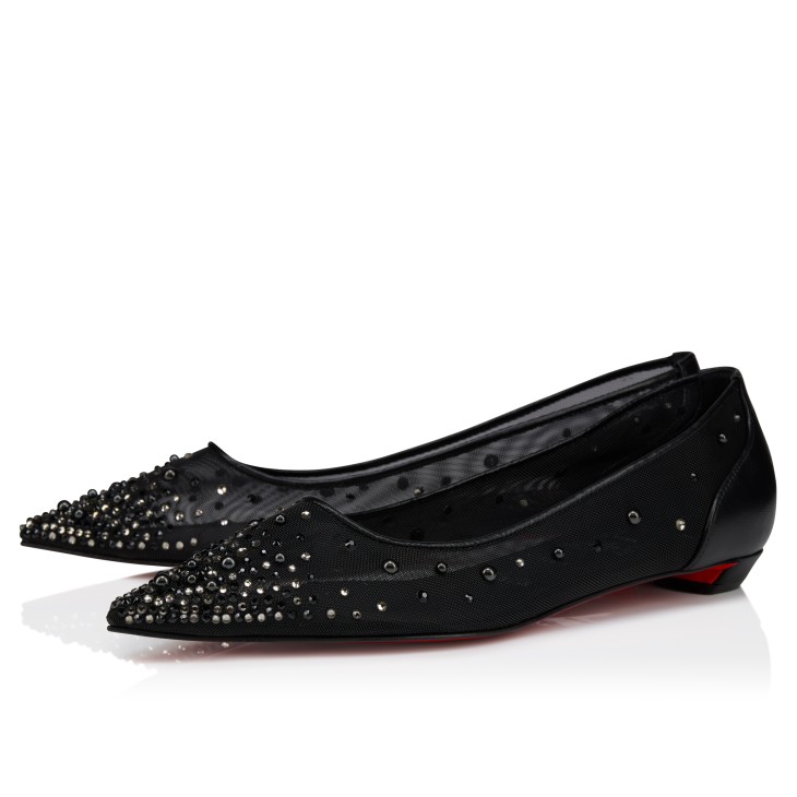 【Christian Louboutin】MERCENAIRE FLAT Miss Z Degrastrassina Perla - Ballerinas - Mesh, nappa leather