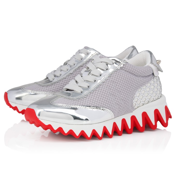 Mini Shark - Running sneakers - Calf leather - Silver - Kids