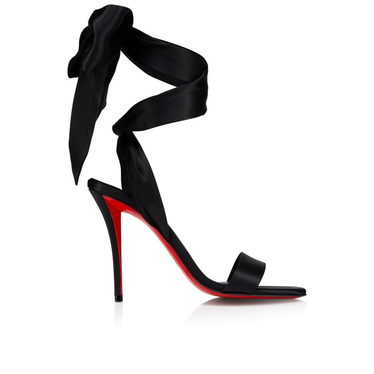 Christian Louboutin スタッズサンダル ブラック EU40.5 Miss Z Sandal Du Desert - 100 mm Strappy sandals - Crepe satin