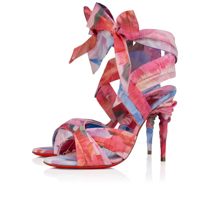 Affabula Lace Up - 100 mm Strappy sandals - Peonies printed chiné