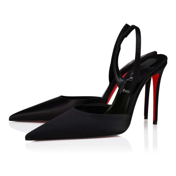 靴 Christian Loubtain Kate Loubi 42 Kate Max O Sling - 100 mm Slingback pumps - Crepe satin - Black