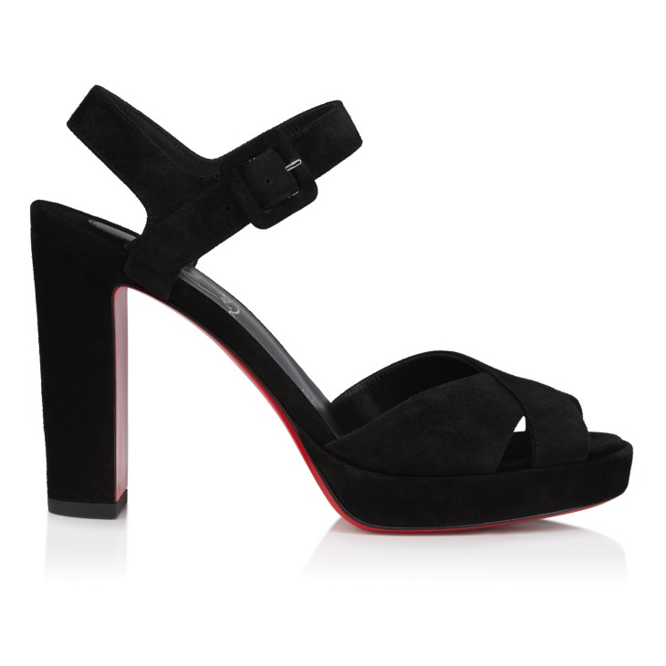 Christian Louboutin クロスストラップサンダルブラック37.5 Cora - 100 mm Sandals - Veau velours - Black - Women - Christian