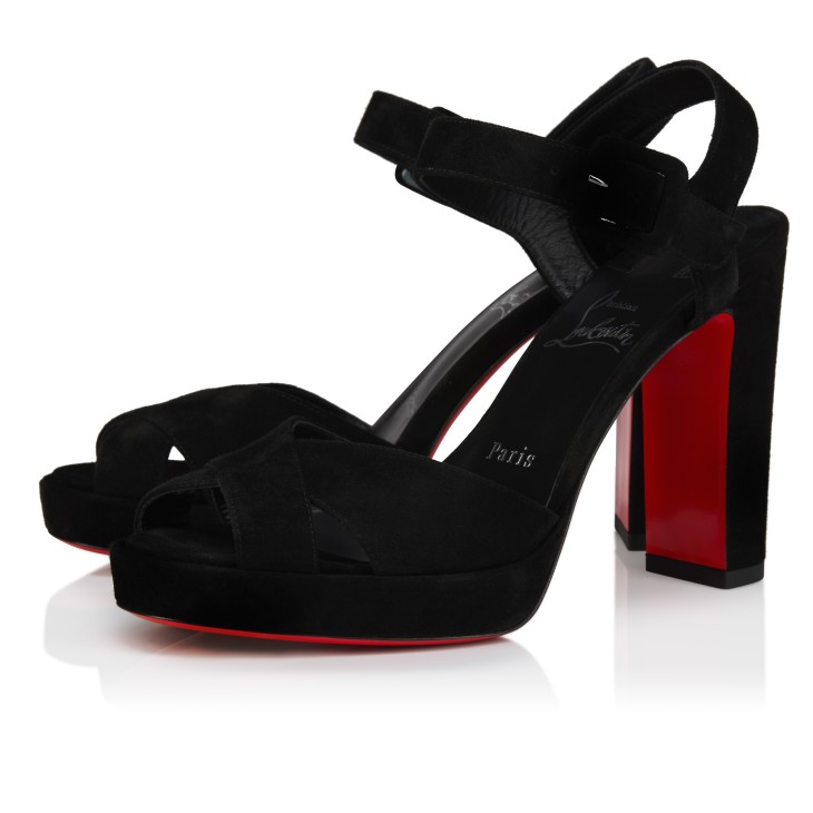 Cora - 100 mm Sandals - Veau velours - Black - Women - Christian