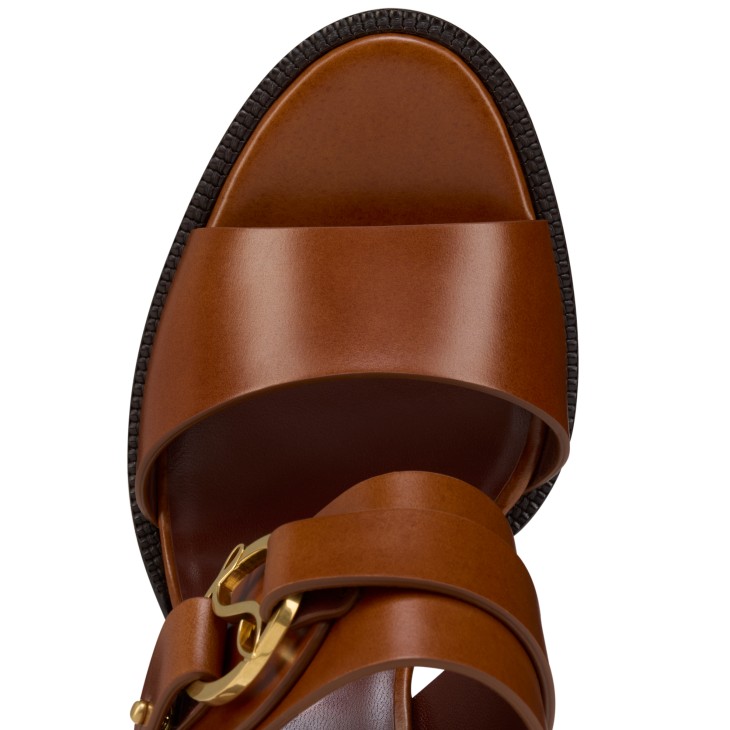 Her In Roma - 70 mm Sandals - Patinated calf leather - Dark