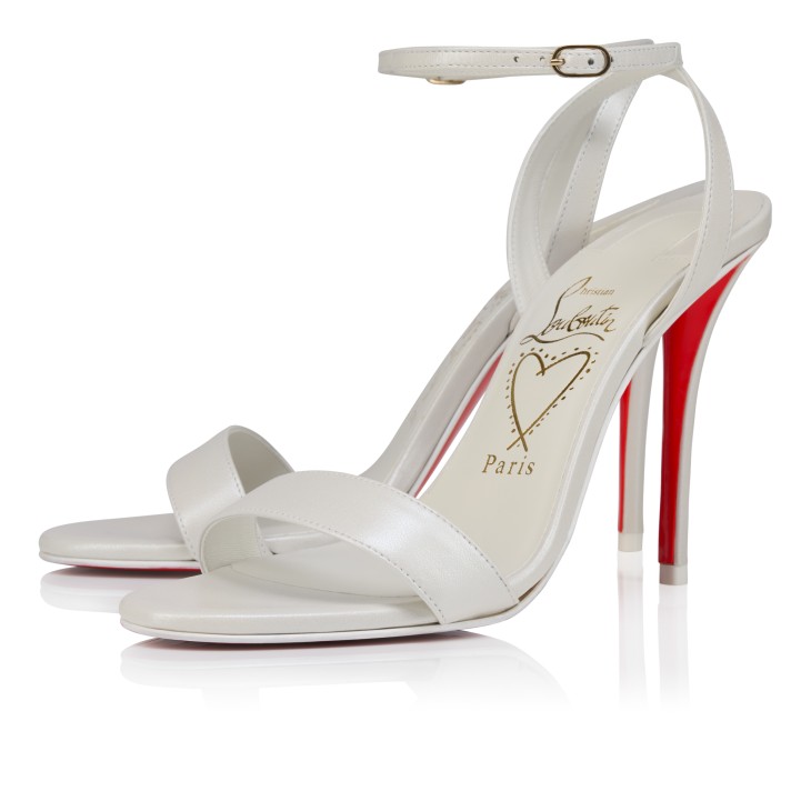 Christian Louboutin ホワイトウェッジサンダル 37 Miss Z Sandal - 100 mm Strappy sandals - Pearly nappa leather