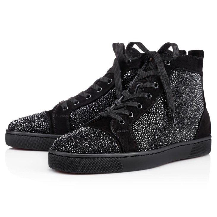 Louis Strass - Sneakers - Veau velours leather and strass - Black