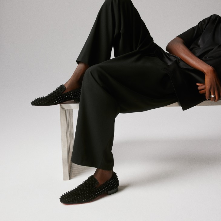 Dandelion Spikes - Loafers - Veau velours and spikes - Black - Men