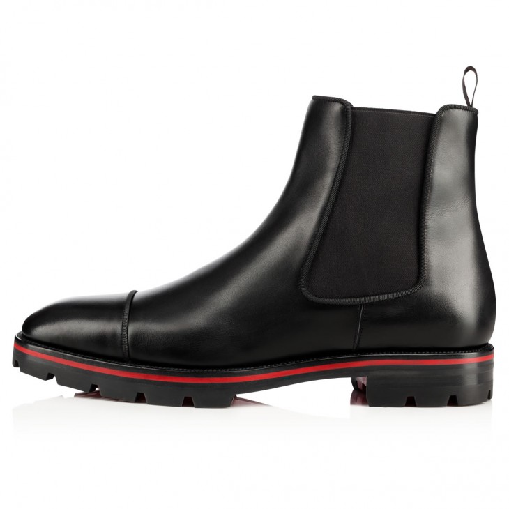 Melon Flat Leather Chelsea Boots in Black - Christian Louboutin