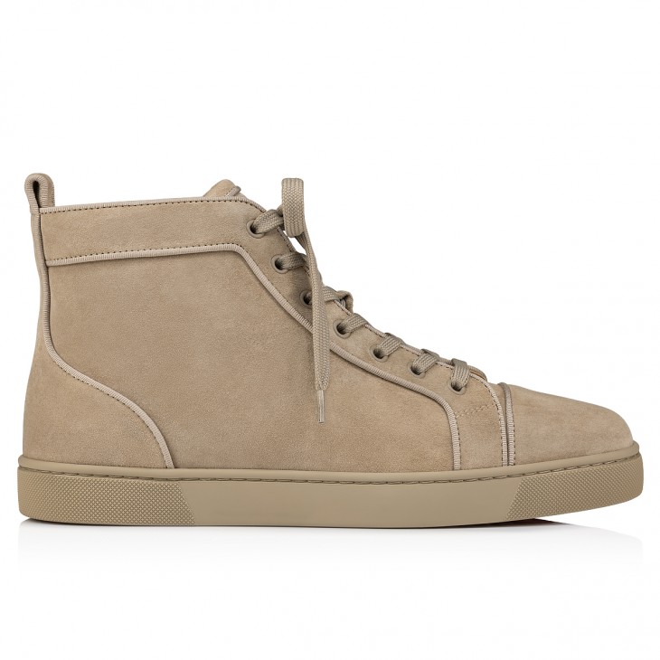 Christian Louboutin Beige Suede Louis Spikes High Top Sneakers