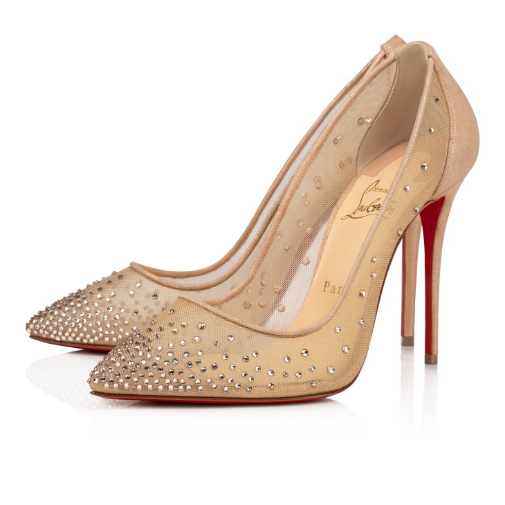 Follies Strass - 100 mm Pumps - Mesh, suede calf and strass