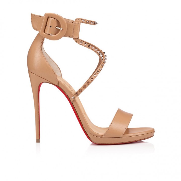Loubi Queen - 120 mm Sandals - Nappa leather - Blush - Christian