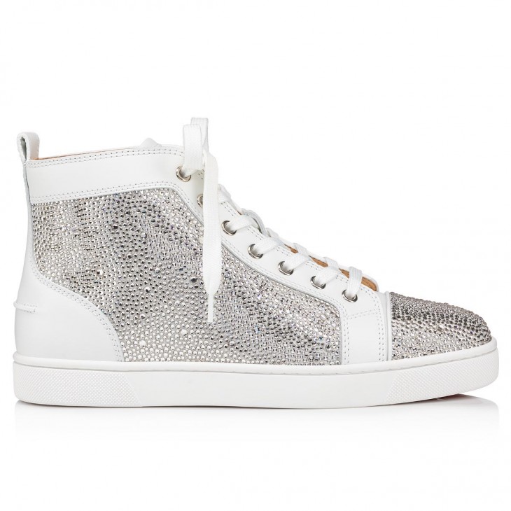 Louis - High-top sneakers - Suede and strass - White - Christian Louboutin