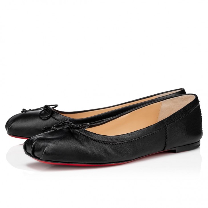 CHRISTIAN LOUBOUTIN BALLET FLATS PATENT LEATHER/SUEDE WITH BOW SIZE 38  ORIGINAL