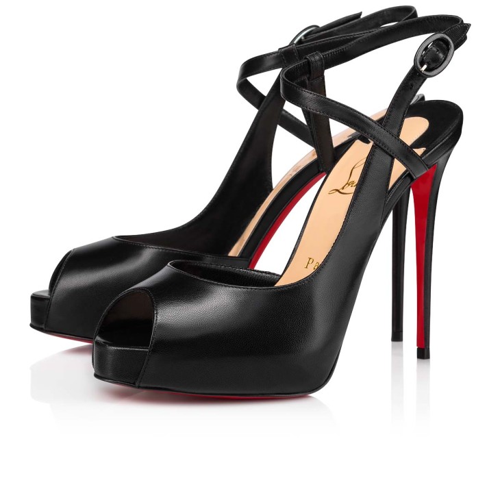 Christian Louboutin ブラックオープントゥヒール　39 1/2 Jenlove Alta - 120 mm Open-toe pumps - Kid leather - Black - Women