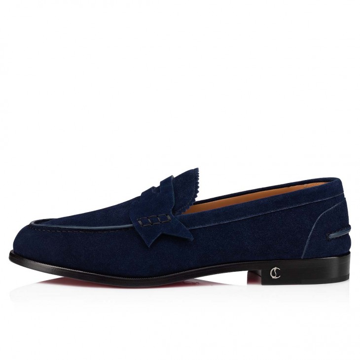 Men's dark blue suede leather Penny Loafers