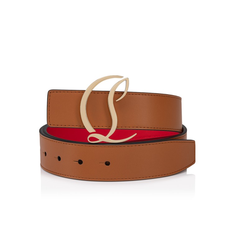 CL Logo - Belt - Calf leather - Brown - Christian Louboutin United