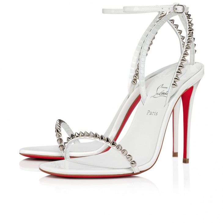 gullig bekendtskab elasticitet So Me - 100 mm Sandals - Patent calf leather and spikes - Bianco -  Christian Louboutin