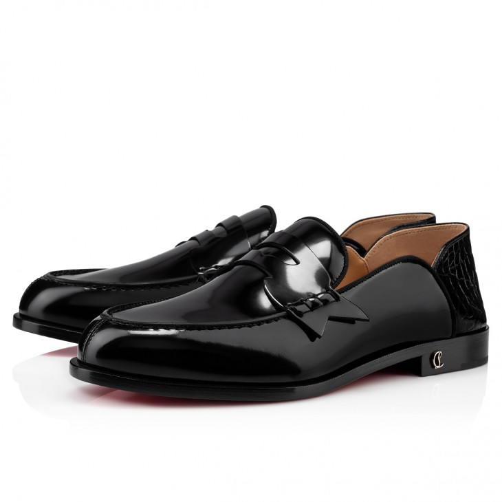 Louis Vuitton Men's Black Calf Leather Buckle Loafers Dress Shoes