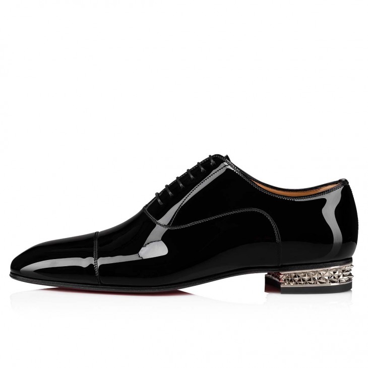 Christian Louboutin Black Leather Greggo Lace-Up Shoes