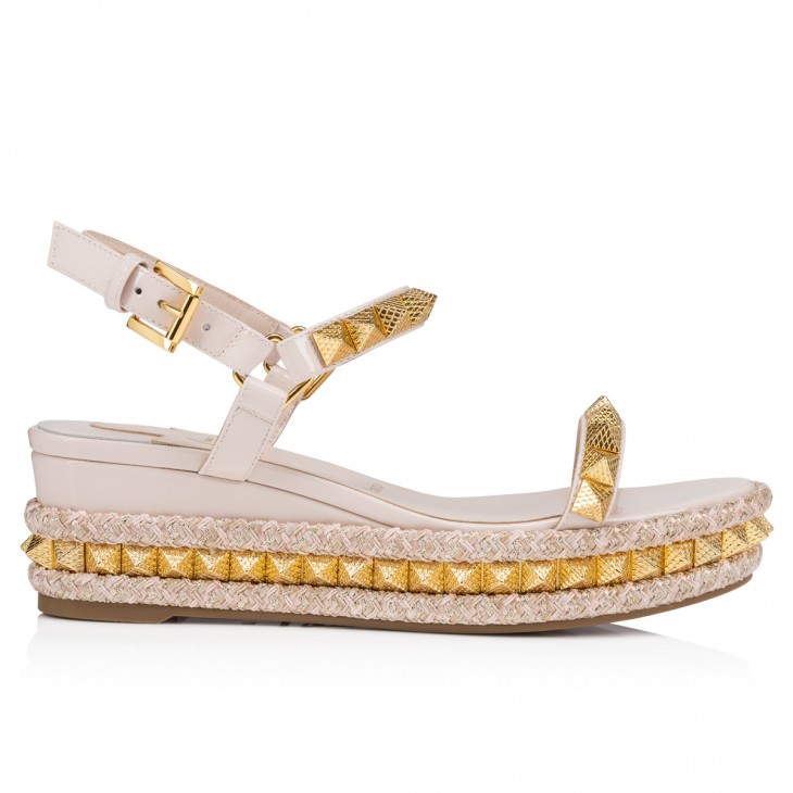 Christian Louboutin Pyraclou 60 Studded Leather Wedge Sandals