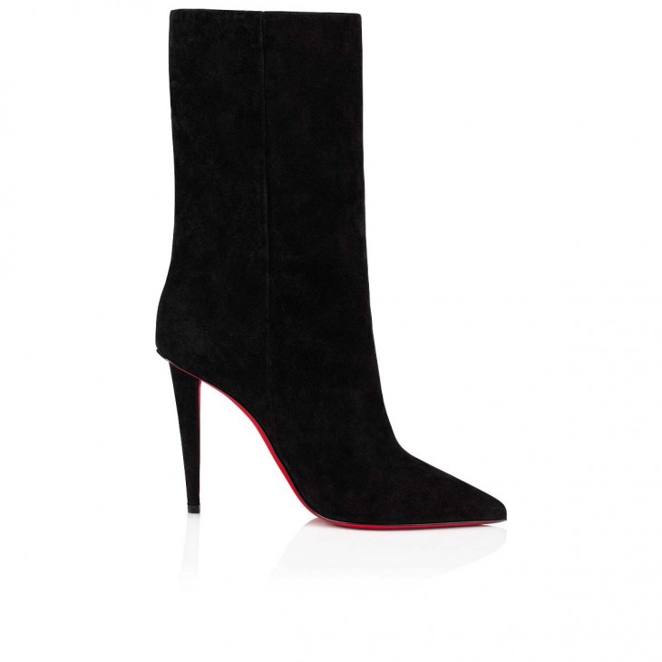 Christian Louboutin Womens Bianco/Black Astrilarge Booty 100 Leather Heeled Boots 4.5
