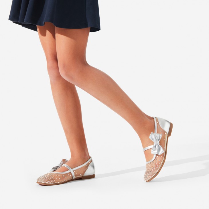 Melodie Strass - Ballerinas - Mesh and nappa leather - Silver 