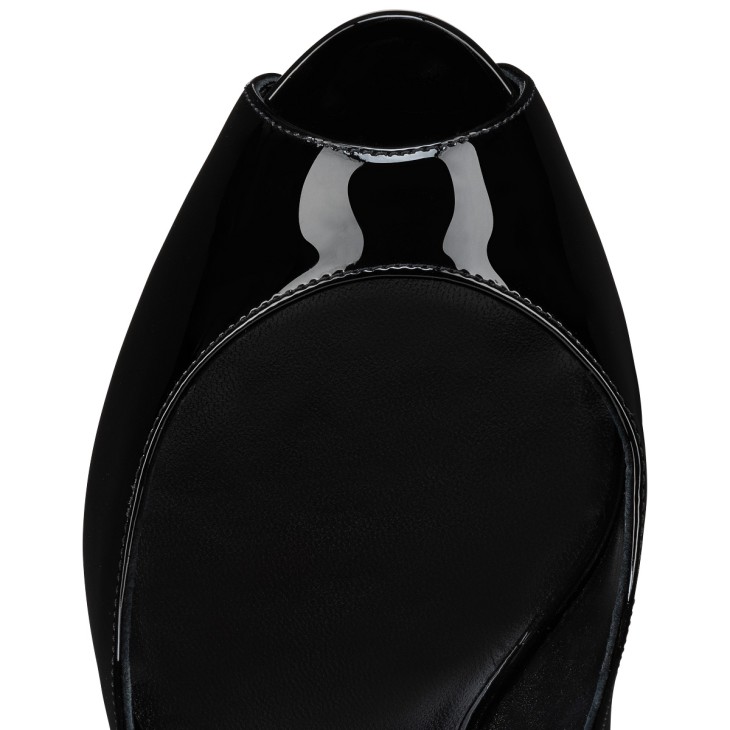 Christian Louboutin Round Chick Alta 120 Nude Patent Strap Sandal Heel Pump  36.5