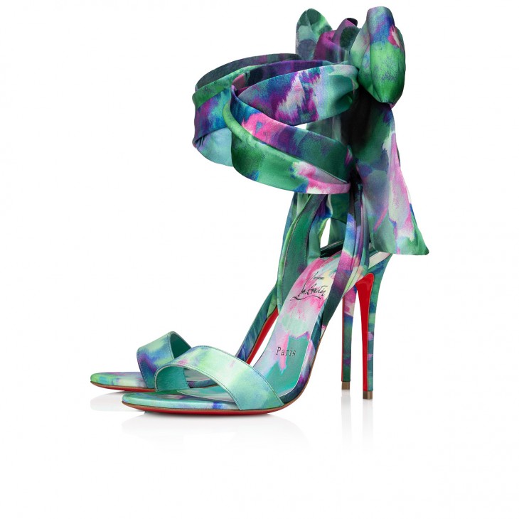 Louis Vuitton Multicolour Satin Floral Ankle Strap Block Heels Mules Pumps-Sz  40