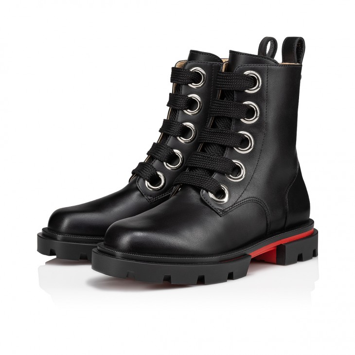 CHRISTIAN LOUBOUTIN: leather ankle boots - Black