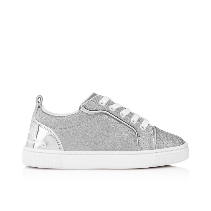 Christian Louboutin スリッポン シルバー Funnyto - Sneakers - Glittered calf leather - Silver - Kids