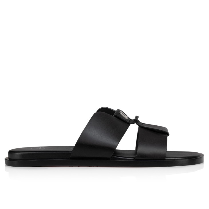 CHRISTIAN LOUBOUTIN: Dhabubizz slides in leather - Black