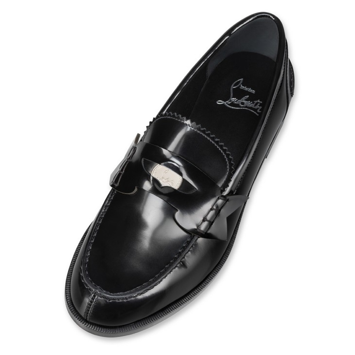 Christian Louboutin Black Varnished Loafers in size 39.5 - Lou's Closet