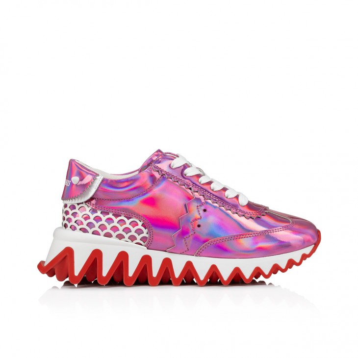 Christian Louboutin Kids' Mini Shark Sneaker in Pinkador/Bianco
