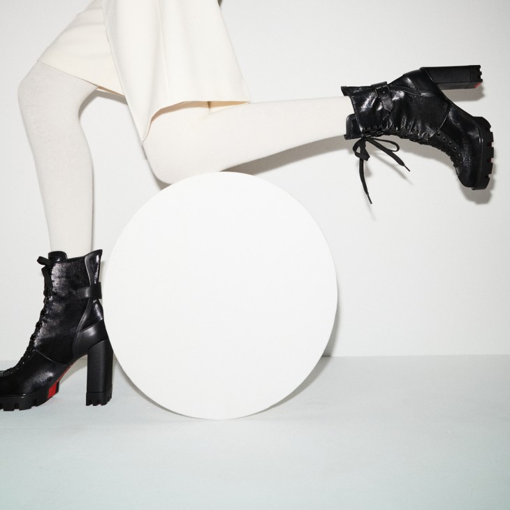 Christian Louboutin Black Leather Lace Up Booties 40.5 Christian Louboutin