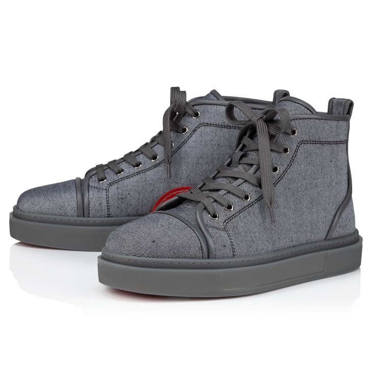 Adolon - High-top sneakers - Linen and calf leather - Smoky - Men 